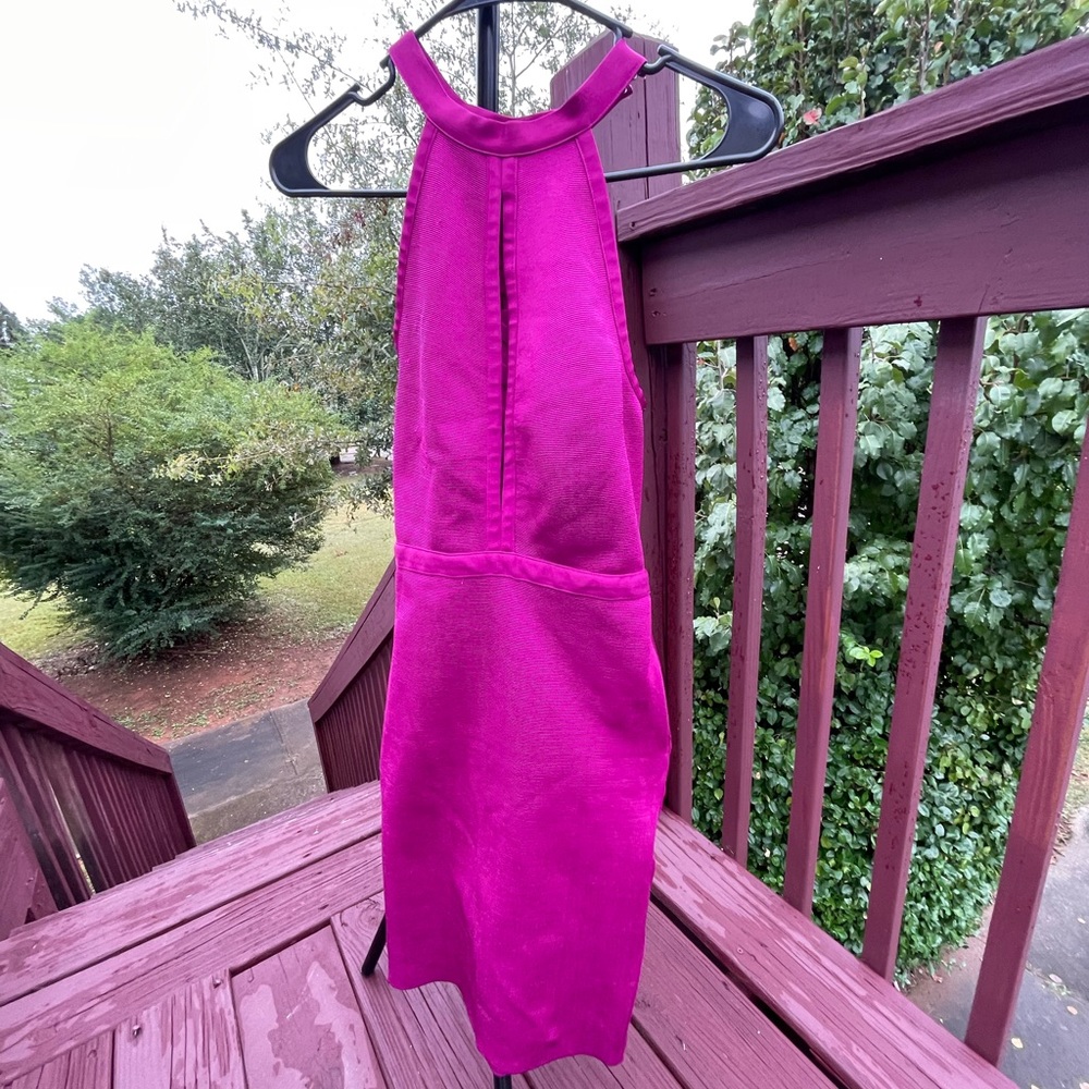 Purple body con bandage dress